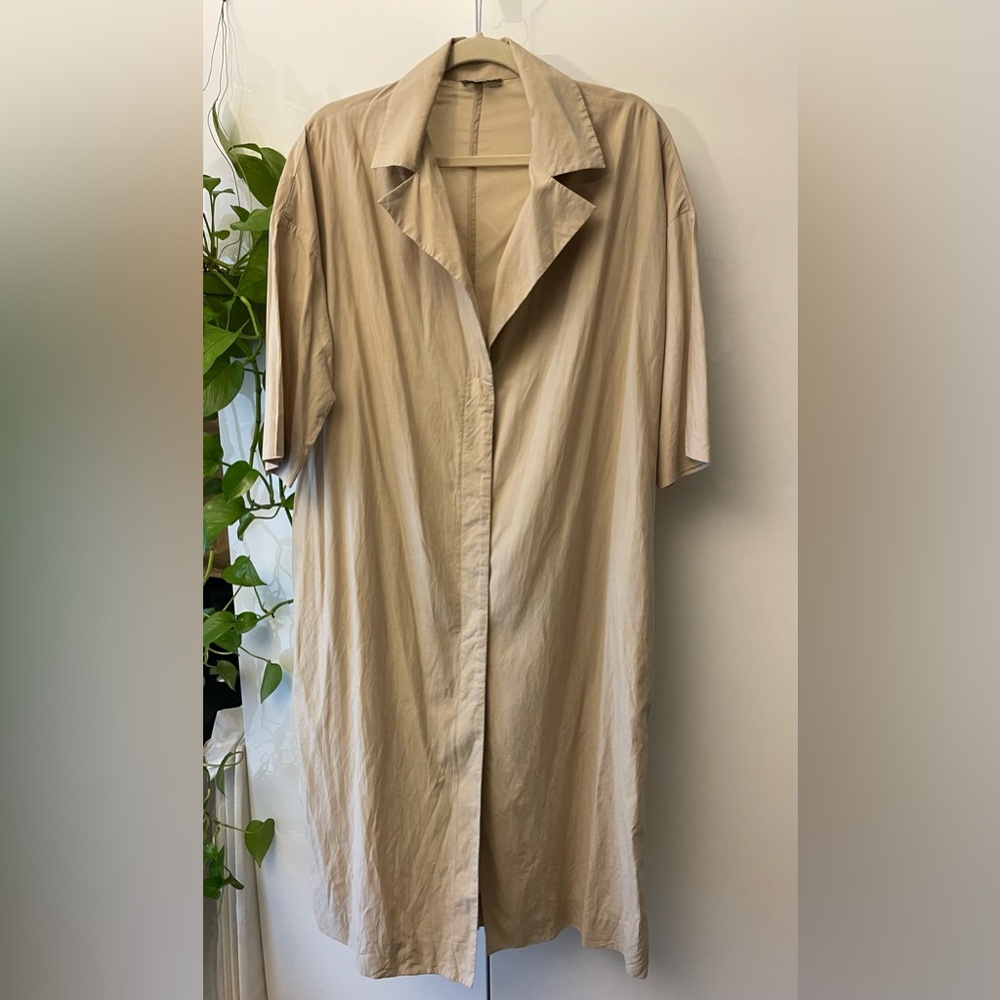 COS cotton khaki beige shirt dress small